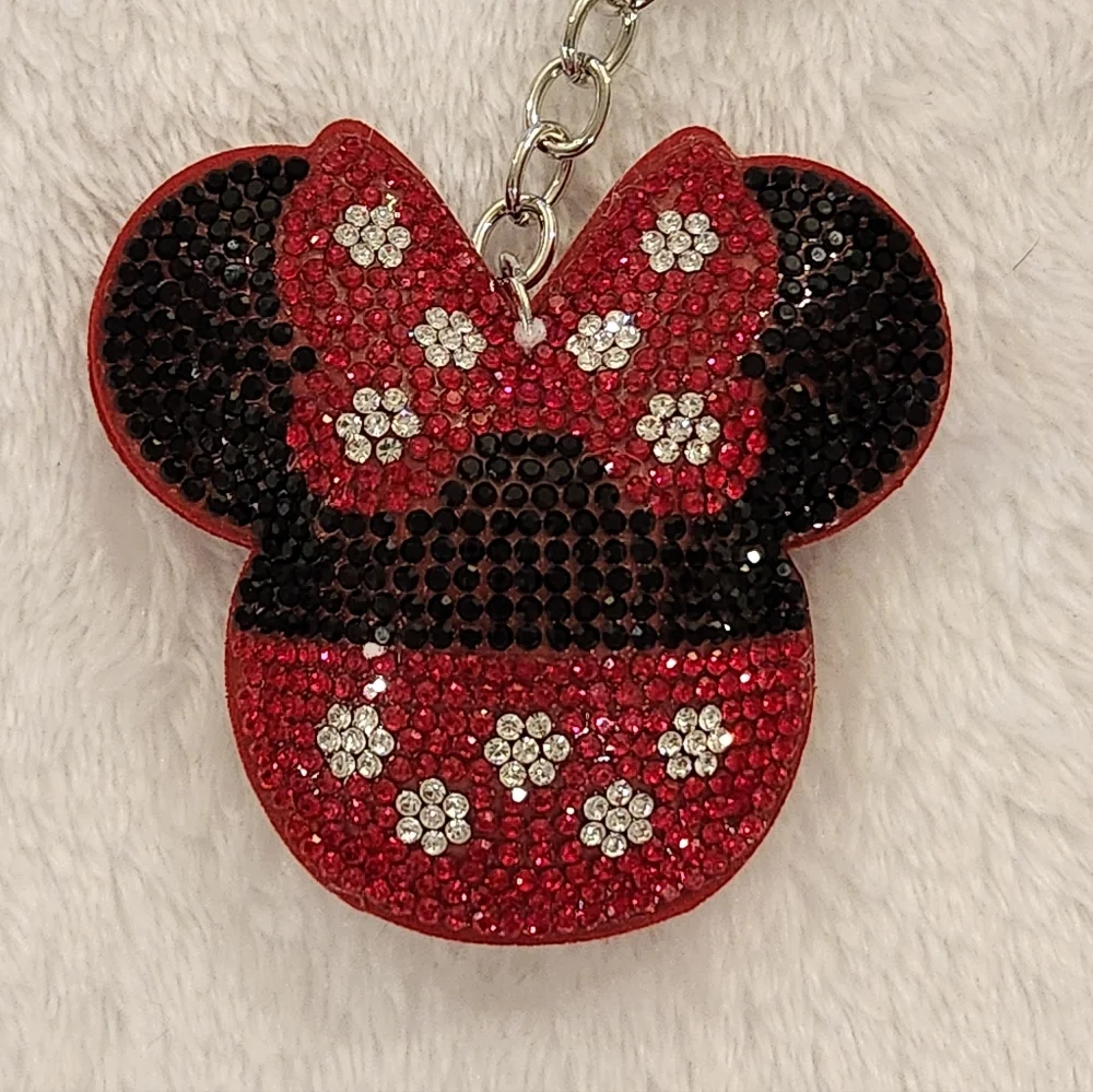 Minnie Mouse Glitter Key Holder - Red and Black Bag Charm